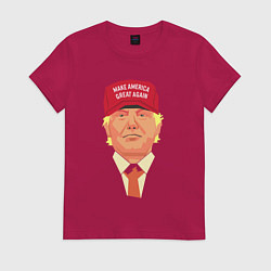 Футболка хлопковая женская Trump - America, цвет: маджента