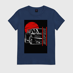 Футболка хлопковая женская Toyota Supra авто, цвет: тёмно-синий