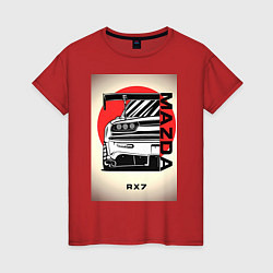 Футболка хлопковая женская Mazda rx-7 автомобиль гоночный jdm, цвет: красный