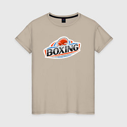 Футболка хлопковая женская Boxing team, цвет: миндальный