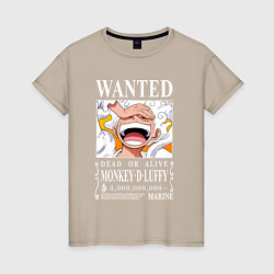 Футболка хлопковая женская Monkey D Luffy - wanted, цвет: миндальный