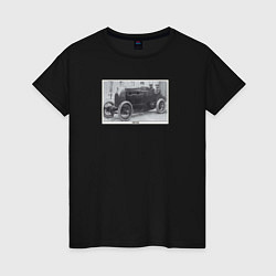 Футболка хлопковая женская Retro car Fiat S76, цвет: черный