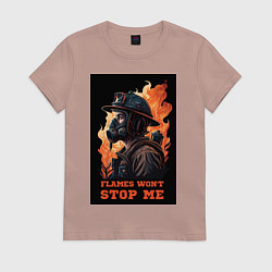 Футболка хлопковая женская Пламя не остановит меня, цвет: пыльно-розовый