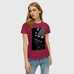 Футболка хлопковая женская Режиссёрская хлопушка, цвет: маджента — фото 2