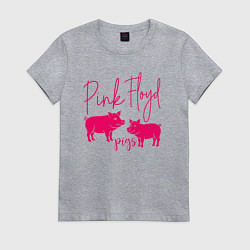 Футболка хлопковая женская Pink Floyd pigs, цвет: меланж