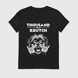 Футболка хлопковая женская Thousand Foot Krutch rock dog, цвет: черный