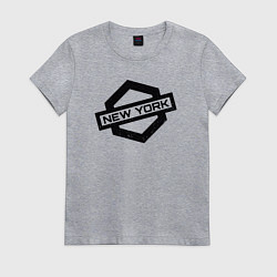 Футболка хлопковая женская США - Нью-Йорк, цвет: меланж