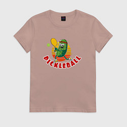 Футболка хлопковая женская Спорт теннис Pickleball, цвет: пыльно-розовый