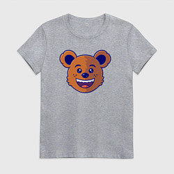 Футболка хлопковая женская Весёлый мишка, цвет: меланж