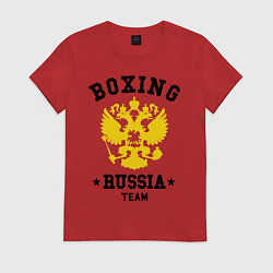 Футболка хлопковая женская Boxing Russia Team, цвет: красный
