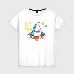 Футболка хлопковая женская Давай поплаваем, цвет: белый