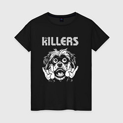 Футболка хлопковая женская The Killers rock dog, цвет: черный