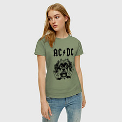 Футболка хлопковая женская AC DC - rock dog, цвет: авокадо — фото 2