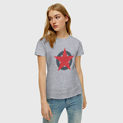 Футболка хлопковая женская Red star symbol, цвет: меланж — фото 2