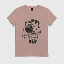 Футболка хлопковая женская Счастливый малыш, цвет: пыльно-розовый