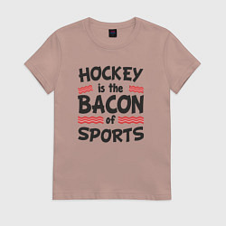 Футболка хлопковая женская Хоккей это бекон спорта, цвет: пыльно-розовый