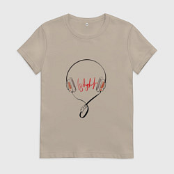 Футболка хлопковая женская Звук, цвет: миндальный