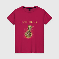 Футболка хлопковая женская Elden drink meme, цвет: маджента