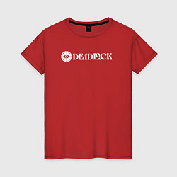 Футболка хлопковая женская Deadlock white logo, цвет: красный