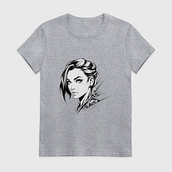 Футболка хлопковая женская Девушка эмо, цвет: меланж