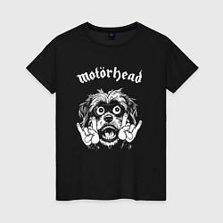 Футболка хлопковая женская Motorhead rock dog, цвет: черный