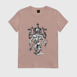 Футболка хлопковая женская Ван-Пис Зоро Ророноа ашура, цвет: пыльно-розовый