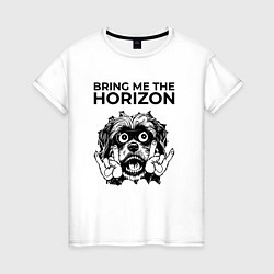 Футболка хлопковая женская Bring Me the Horizon - rock dog, цвет: белый