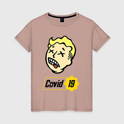 Футболка хлопковая женская Vault boy - covid 19, цвет: пыльно-розовый