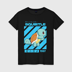 Футболка хлопковая женская Покемоны Сквиртл Squirtle, цвет: черный