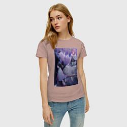 Футболка хлопковая женская Клинок рассекающий демонов Гию Томиока, цвет: пыльно-розовый — фото 2