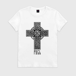 Футболка хлопковая женская Русь славянская, цвет: белый