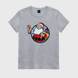 Футболка хлопковая женская Санта идёт, цвет: меланж