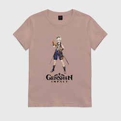 Футболка хлопковая женская Bennett genshin impact love, цвет: пыльно-розовый