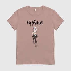 Футболка хлопковая женская Noelle genshin impact love, цвет: пыльно-розовый