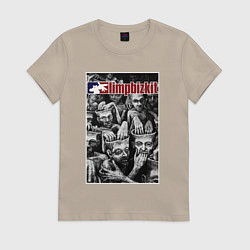 Футболка хлопковая женская Limp Bizkit - new old songs, цвет: миндальный