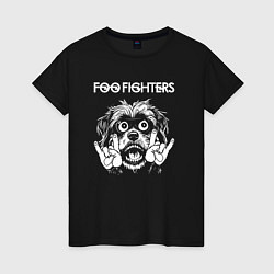 Футболка хлопковая женская Foo Fighters rock dog, цвет: черный