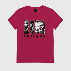 Футболка хлопковая женская Halloween friends black friday, цвет: маджента