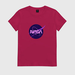 Футболка хлопковая женская NASA logo, цвет: маджента