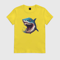 Футболка хлопковая женская Не грустная акула, цвет: желтый