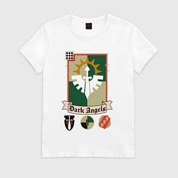 Футболка хлопковая женская Dark angels Warhammer 40k, цвет: белый