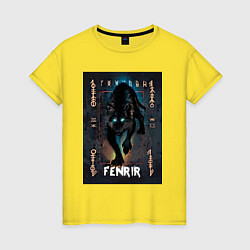 Футболка хлопковая женская Fenrir black vinyl, цвет: желтый