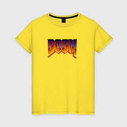 Футболка хлопковая женская Doom logotype, цвет: желтый