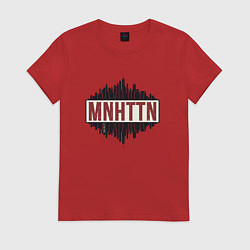 Футболка хлопковая женская New York Manhattan, цвет: красный