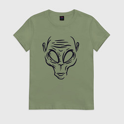 Футболка хлопковая женская Инопланетный житель, цвет: авокадо