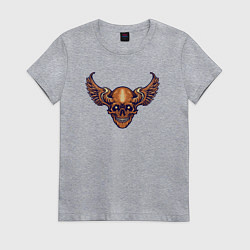 Футболка хлопковая женская Skull angel, цвет: меланж