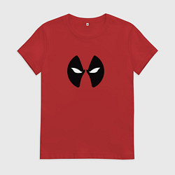 Футболка хлопковая женская Дэдпул маска, цвет: красный