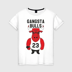 Футболка хлопковая женская Gangsta Bulls 23, цвет: белый