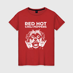 Футболка хлопковая женская Red Hot Chili Peppers rock dog, цвет: красный
