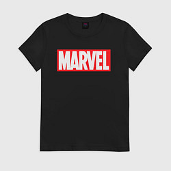 Футболка хлопковая женская Marvel logo, цвет: черный