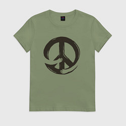 Футболка хлопковая женская Peace hugs, цвет: авокадо